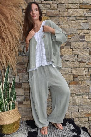 Lina Linen Blend Box Jacket Washed Khaki
